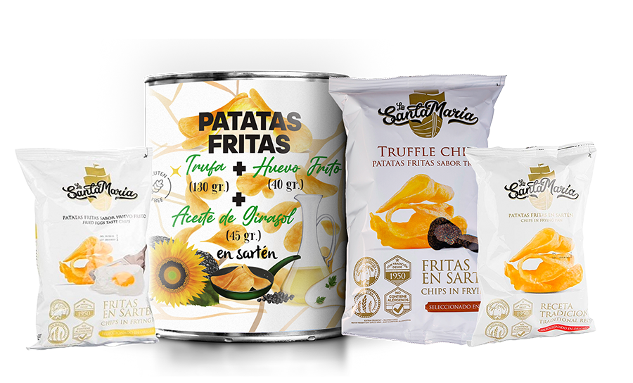 Ref 9003 Patatas Fritas Santa María Trufa 130 gramos - Patatas Giasol 45 gramos y Huevo frito 40 gramos Modificado