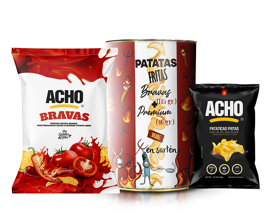 Ref.-9000 - Patatas Fritas Bravas ACHO de 115gr y Patatas PREMIUM ACHO DE 40 gramos reducida