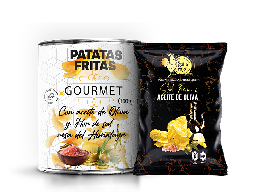 Ref.10600 - Bolsa de Patatas Fritas Gourmet con Aceite de Oliva y Flor de Sal Rosa del Himalaya 100 gramos. Modificado
